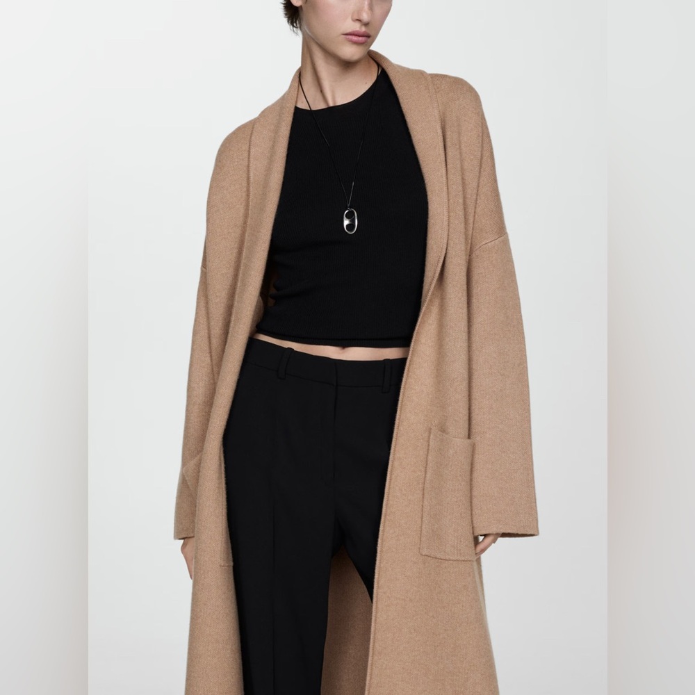 Mango MNG Tan Camel Cardigan Sweater Coat Sz XS